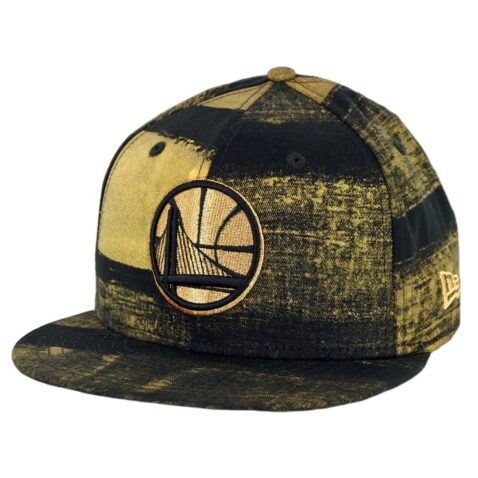 New Era 9Fifty Golden State Warriors Painted Prime Snapback Hat Black Gold