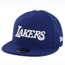 New Era 9Fifty Los Angeles Lakers Wordmark Snapback Hat Dark Royal