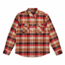 Brixton Bowery Long Sleeve Flannel Shirt Red Copper