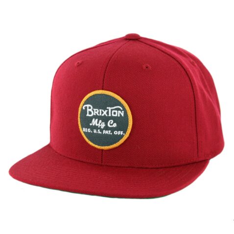 Brixton Wheeler Snapback Hat Burgundy Black