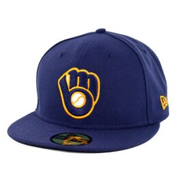 New Era 59Fifty Milwaukee Brewers 2019 Alternate 2 Authentic On-Field Fitted Hat Light Navy