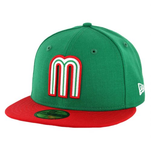 New Era 59Fifty Mexico Baseball Fitted Hat Kelly Green Scarlet Red
