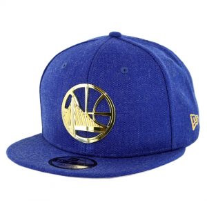 New Era 9Fifty Golden State Warriors Metal Framed 2 Snapback Hat Heather Royal Blue