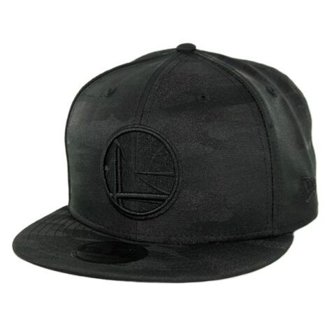 New Era 9Fifty Golden State Warriors Blackout Camo Play Snapback Hat Black