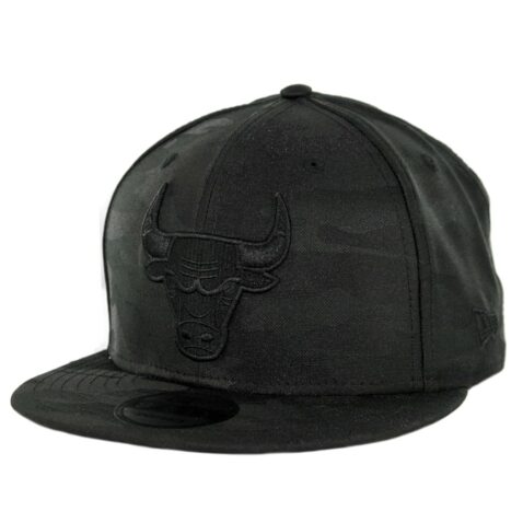 New Era 9Fifty Chicago Bulls Blackout Camo Play Snapback Hat Black