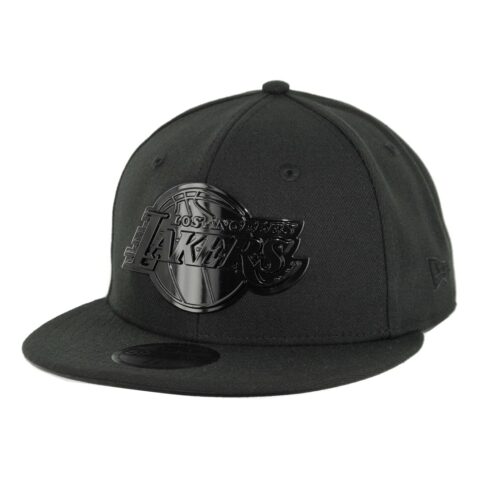 New Era 59Fifty Los Angeles Lakers Blackout Logo Slick Fitted Hat Black