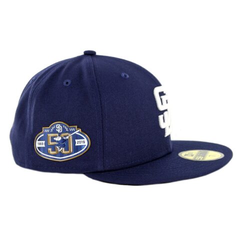 New Era 59Fifty San Diego Padres Home 50th Anniversary Fitted Hat Light Navy