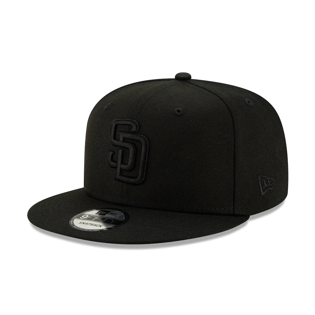 New Era 9Fifty San Diego Padres Basic Snapback Hat Black Blackout