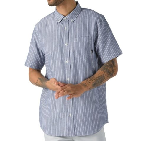 Vans Houser Buttondown Shirt Dress Blues Micro Stripe