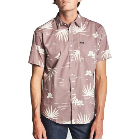 Brixton Charter Print Woven Short Sleeve Shirt Mauve