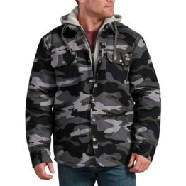 Dickies TJ203 Hooded Duck Quilted Jacket Slate Gray Camo