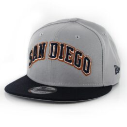 New Era 9Fifty San Diego Padres Wordmark Snapback Hat Grey Dark Navy