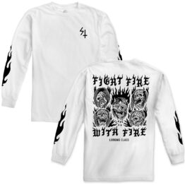 Sketchy Tank Fight Fire Long Sleeve T-Shirt White