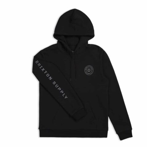 Brixton Oath IV Hooded Fleece Pullover Sweatshirt Black White