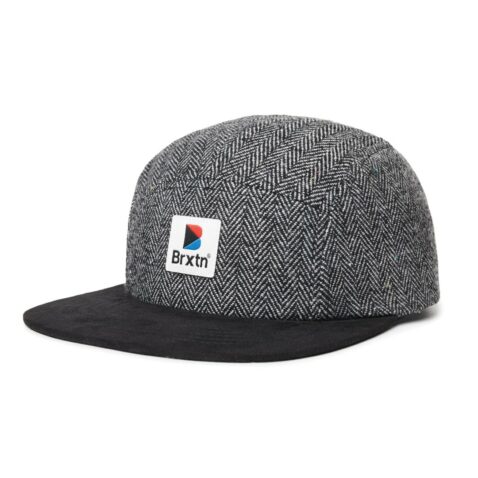 Brixton Stowell 5 Panel Strapback Hat Black Grey