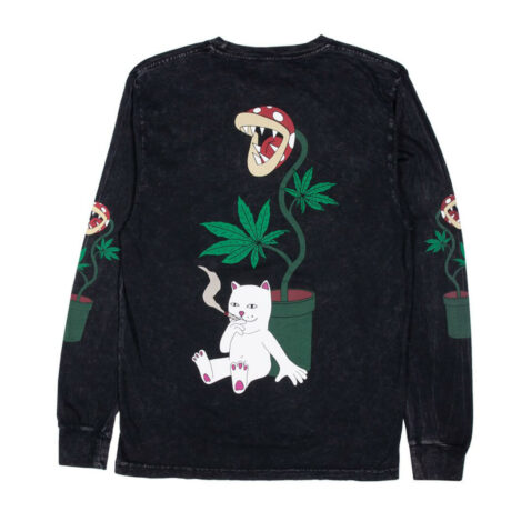 Rip N Dip Herb Eater Long Sleeve T-Shirt Black Mineral Wash