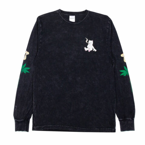 Rip N Dip Herb Eater Long Sleeve T-Shirt Black Mineral Wash