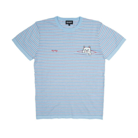 Rip N Dip Peeking Nermal Knit T-Shirt Baby Blue Red