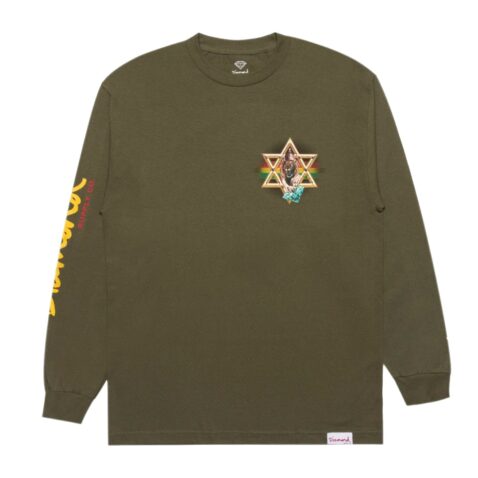 Diamond Supply Co Star Of David Long Sleeve T-Shirt Army Green