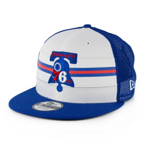 New Era 9Fifty Philadelphia 76ers Stripe Snapback Hat Royal Blue White