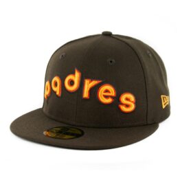 New Era 59Fifty San Diego Padres Script Fitted Hat Dark Brown