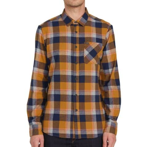 Volcom Caden Plaid Long Sleeve Shirt Bronze