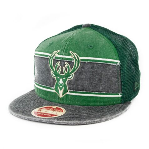 New Era 9Fifty Milwaukee Bucks Heritage Series Trucker Hat Green