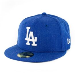 New Era 59Fifty Los Angeles Dodgers Heather Crisp 3 Fitted Hat Heather Dark Royal Blue