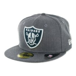 New Era 59Fifty Oakland Raiders Heather Crisp 3 Fitted Hat Heather Graphite