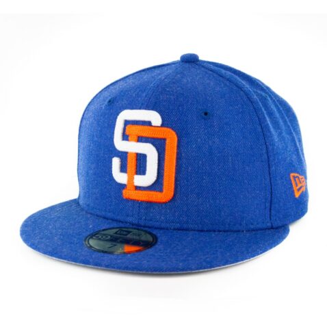 New Era 59Fifty San Diego Padres 91 Heather Crisp 3 Fitted Hat Heather Royal Blue
