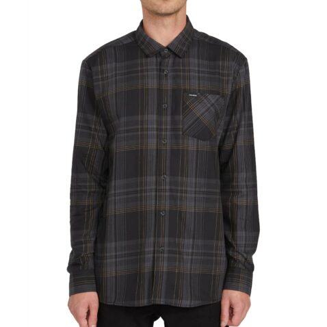 Volcom Bassment Flannel Long Sleeve Shirt Black
