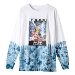 HUF Space Godzilla Tie Dye Long Sleeve T-Shirt White