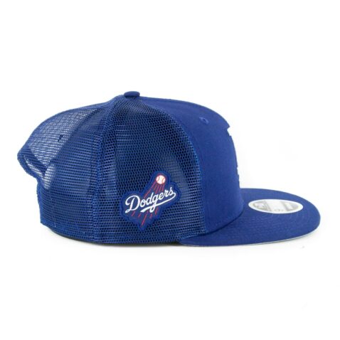 New Era 9Fifty Los Angeles Dodgers Trucker Patched Snapback Hat Royal Blue - Image 2