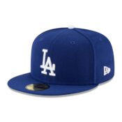 NE LA Dodgers World Series Patch Game Fitted Hat 02-mi