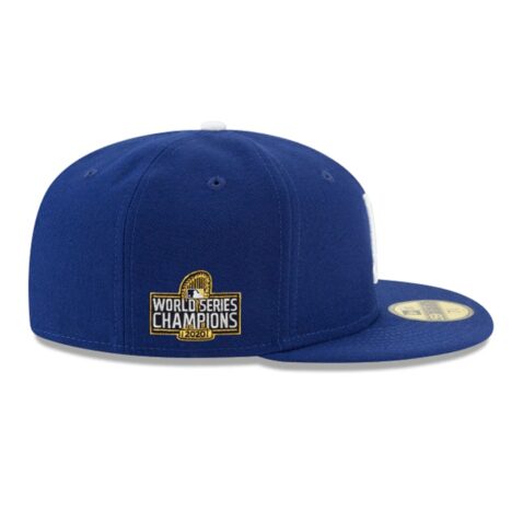 New Era 59Fifty Los Angeles Dodgers 2020 World Series Champions Side Patch Fitted Hat Dark Royal - Image 2