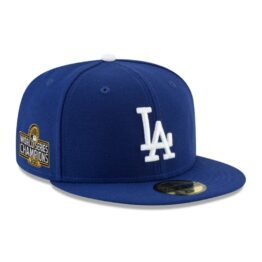 New Era 59Fifty Los Angeles Dodgers 2020 World Series Champions Side Patch Fitted Hat Dark Royal