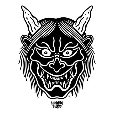 Sketchy Tank Hannya Fire LS Shirt White