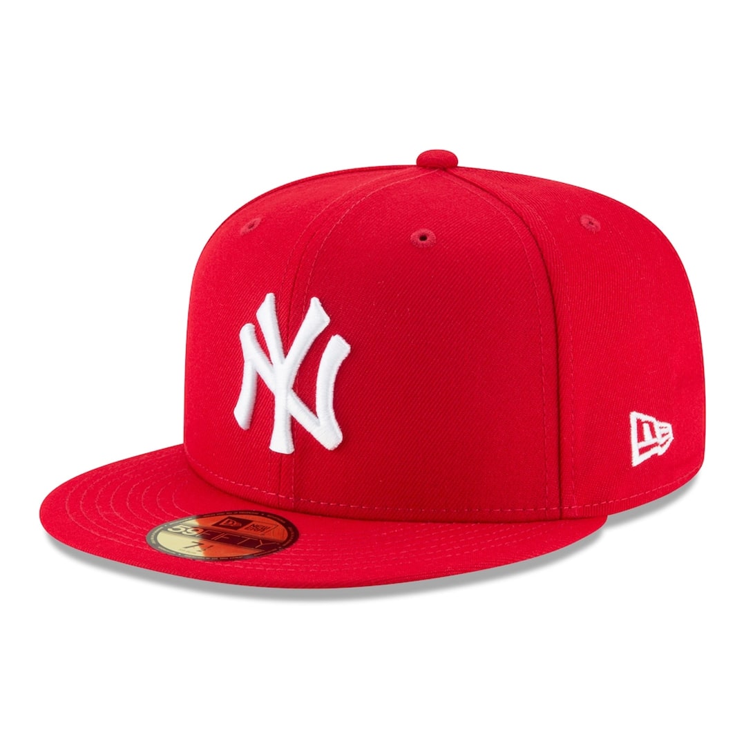 New Era New York Yankees Fitted Hat, Scarlet Red, White - Creation