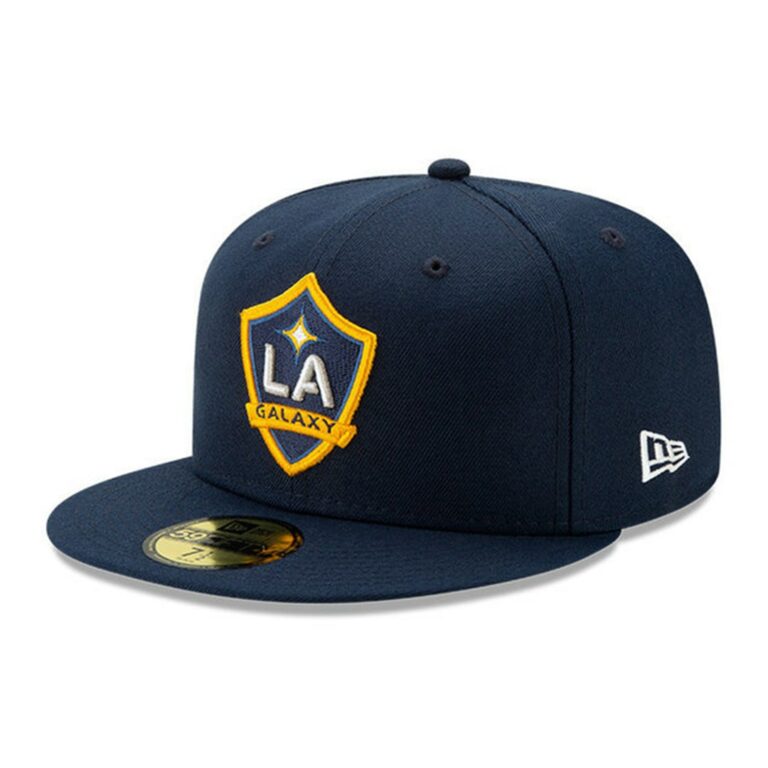 NE LA Galaxy Primary Logo Fitted Hat Dark Navy-min