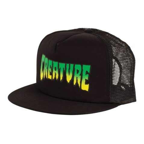 Creature Logo Mesh Trucker Snapback Hat Black