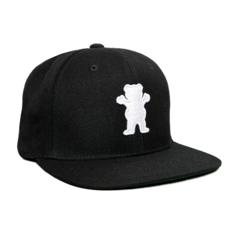 Grizzly OG Bear Snapback Hat Black White