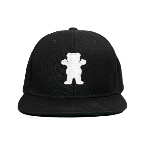 Grizzly OG Bear Snapback Hat Black White
