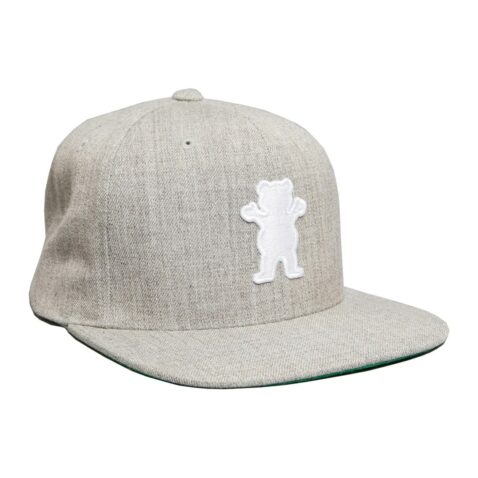 Grizzly OG Bear Snapback Hat Heather White