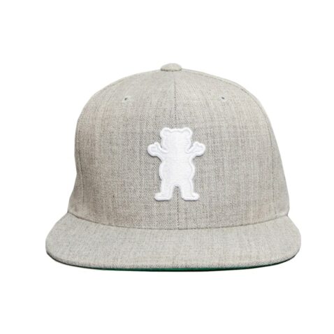 Grizzly OG Bear Snapback Hat Heather White