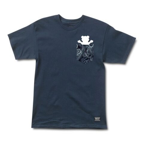 Grizzly Paisley Pocket Bear T-Shirt Navy