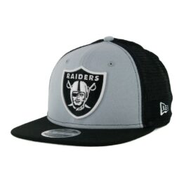 New Era 9Fifty Las Vegas Raiders Mesh Trucker Snapback Hat Grey Black