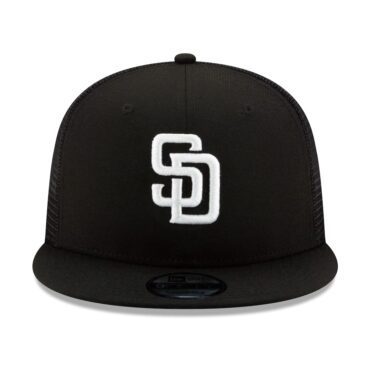 New Era 9Fifty San Diego Padres Trucker Snapback Hat Black White