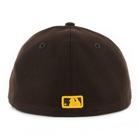New Era 59Fifty San Diego Padres P Logo Fitted Hat Burnt Wood Brown Gold - Image 2
