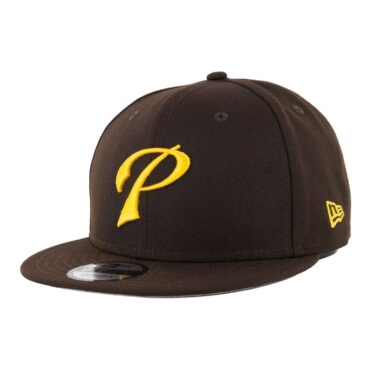 New Era 9Fifty San Diego Padres P Logo Snapback Hat Burnt  Wood Gold