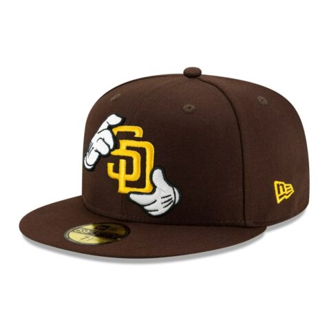 New Era 59Fifty San Diego Padres X Mickey Hands Fitted Hat Burnt Wood Brown Gold